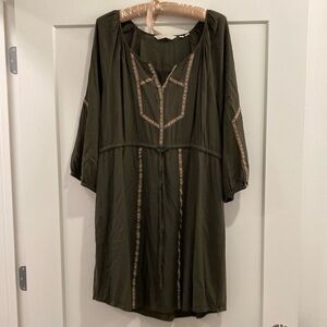 Anthropologie Olive Green Boho Dress
